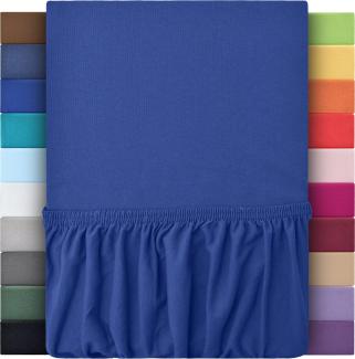 leevitex® Spannbettlaken 180x200cm - 200x200cm | Spannbetttuch Bettlaken | 100% Jersey Baumwolle | Matratzenhöhe bis 25 cm | Öko-Tex | Royalblau/Königsblau