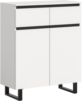 Kommode B/H/T: 80x99x36 cm in weiß Melamin und schwarz