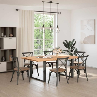 vidaXL Esstisch mit Baumkanten 200 x 120 x 74 cm Massivholz Eiche Rechteck 3305039