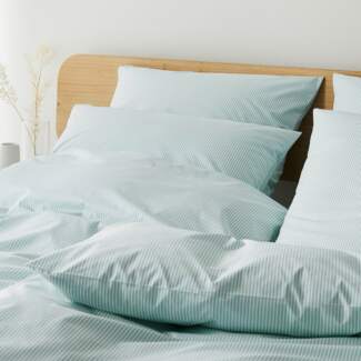 elegante Bettwäsche Linea Classico silber | 155x220 cm + 80x80 cm | salbei