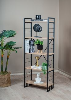 Bücherregal mit 5 Ebenen 45 x 55 x :155.0 cm Metall Schwarz 90729846 [en. casa]