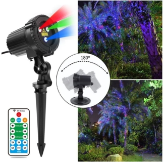 Jibenhome LED Gartenleuchte Laser Weihnachtsbeleuchtung,LED Laserprojektor RGB mit Fernbedienung, Schwarz, LED fest integriert, Weihnachtsdeko für Innen und Außen