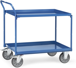 Fetra Tischwagen mit Stahlblechwannen und hohem Schiebebügel 2 Etagen 1000x600mm Ladefläche