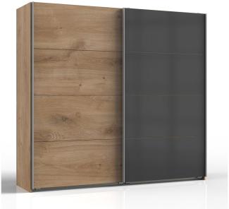 Lomadox Schwebetürenschrank VIESTE-43 Kleiderschrank, 225cm breit, graphit mit Eiche