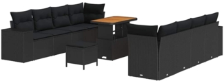 vidaXL Gartensofa-set mit Kissen 11 pcs Schwarz Poly-Rattan 3361979