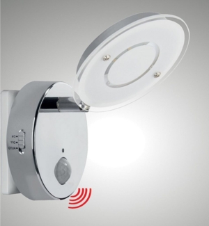 TRANGO LED Nachtlicht, Bewegungsmelder, 2636-018 LED Sensor Nachtlicht *NITE* in Chrom mit Automatikfunktion direkt 230V mit Bewegungssensor I Sicherheitslicht I Steckdose Lampe, Steckdose Lampe I Wandlampe I Orientierungslicht I Kinder Nachtlampe