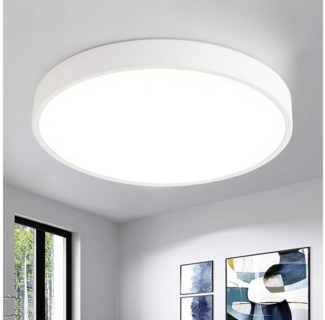 style home LED Deckenleuchte Runde Deckenlampe aus Metall, Warmweiß 3000K ohne Fernbedienung, 36W, Ø40*4cm, Weiß, Metall Lampe für Wohnzimmer Schlafzimmer Küche