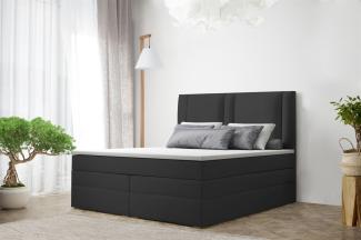 Boxspringbett Schlafzimmerbett CANDELA DELUX 160x200 cm in Kunstleder Schwarz