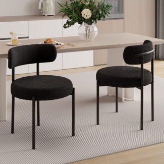 HawthyHome Esszimmerstuhl Teddy Stoff Runde Boucle Stühle Polsterstuhl mit Metallgestell (2 St), 2er Set