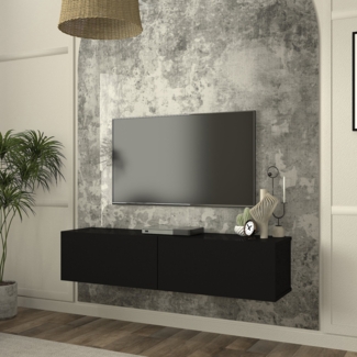 TV-Lowboard hängend Nolven 135 x 32 x 30 cm Schwarz [en. casa]