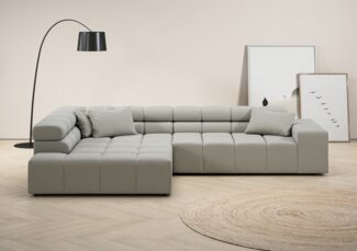 INOSIGN Ecksofa Ancona incl. Kopfteilverstellung, Zierkissen Breite 319cm, L-Form, wahlweise motorische Sitztiefenverstellung, auch in Cord + Easy Care