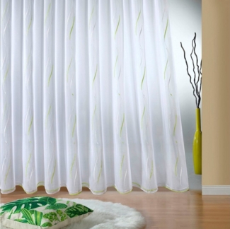 Weckbrodt Gardine VIVIEN (1 St), Smokband, halbtransparent, Voile, echte Stickerei, Voile, Allover, Motiv, Halbtransparent, gebogt, Store