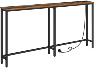 HOOBRO Schmaler Konsolentisch Ladestation Steckdosenleiste Industriestil 160cm