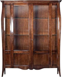 Casa Padrino Luxus Art Deco Vitrine Braun 170 x 50 x H. 215 cm - Massivholz Vitrinenschrank mit 2 Glastüren - Luxus Art Deco Wohnzimmer Möbel