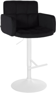Barhocker SUTUN - Samt Schwarz 60 x 56 x 93 cm Weiß | Barstuhl Mit Lehne Drehbar Tresenhocker Tresenstuhl Kneipenhocker Kneipenstuhl