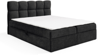 MEBLINI Boxspringbett NIKOLAS 120x200 cm mit Bettkasten – H3/Schwarz Boucle Polsterbett - Doppelbett mit Topper & Bonellfederkern-Matratze