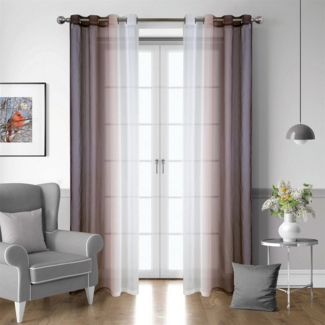 BYSURE Gardine, Ösen (2 St), halbtransparent, Voile, Vorhänge mit Farbverlauf