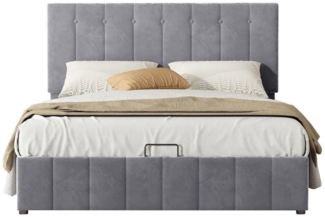 Flieks Polsterbett, Hydraulisches Funktionsbett Doppelbett Samt 140x200cm