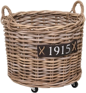 VIVANNO Kaminholzkorb Rattan ARRIBA Rund - Natur Geflochten (1 St), 50x42 cm