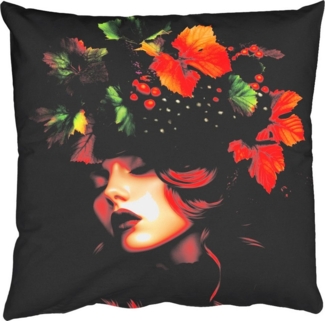 MuchoWow Dekokissen Frau - Rot - Grün - Weintrauben, Zierkissen mit Füllung für Wohnzimmer, Sofakissen, 40x40 cm