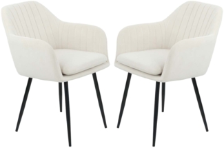 2er Set Sesselstuhl Lia - Samtvelour Creme