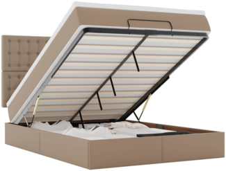 vidaXL Ottoman-Bett mit Matratze & LEDs 140x190cm Kunstleder 3313854