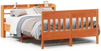 vidaXL Massivholzbett ohne Matratze Wachsbraun 135x190 cm Kiefernholz 3307022