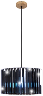 RGB LED Hängeleuchte, Holzoptik, Kristall rauch, H 120 cm