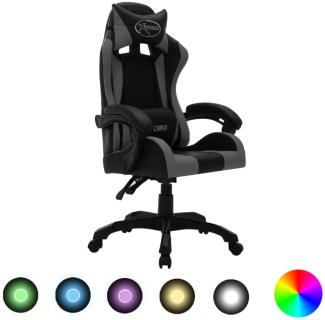 vidaXL Gaming-Stuhl mit RGB LED-Leuchten Grau und Schwarz Kunstleder 288000