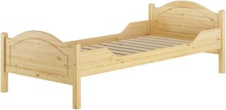 Einzelbett Seniorenbett Gästebett 90x220 Überlänge mit Rollrost Kiefer massiv 60.30-09-220