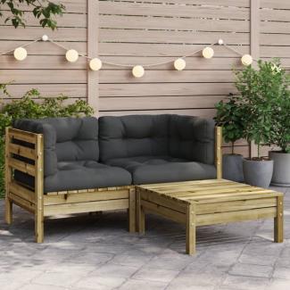 vidaXL Gartensofa mit Kissen und Hocker 2-Sitzer 838180