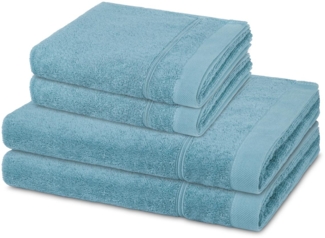 Ross Rubin 4 tlg. Frottier-Set - 2 X Handtuch (50 X 100cm), 2 X Duschtuch (70 X 140cm) - 480 - Aquamarin
