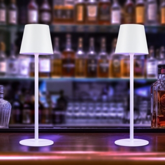 ZMH Kabellose Akku-Nachttischlampe, 2er-Pack – 2600 mAh RGB-LED-Tischlampe für den Außenbereich, wiederaufladbar, dimmbar, Touch, Weiß, USB