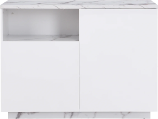 Vente-unique - Kücheninsel mit 2 Türen & 1 Ablagefach aus MDF - Marmor-Optik Weiß - CORELINA