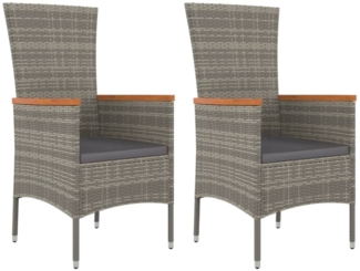 vidaXL Gartenstühle mit Kissen 2 Stk. Poly Rattan Grau 319526