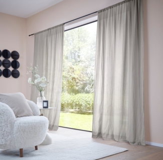 LeGer Home by Lena Gercke Gardine Hevin, Musselin Vorhang, blickdichte Gardine (1 St), Stangendurchzug, blickdicht, natürliche, moderne Gardine in schönem Musselin Look