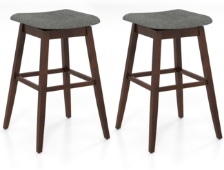 2er Set Barhocker mit Fußstütze 360° Drehbarer Thekenhocker Gepolsterter Bistrohocker