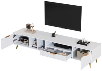 MODFU Lowboard mit mehreren Aufbewahrungsfunktionen (TV-Schrank,Fernsehtisch,TV-Board,TV-Ständer, 1 St, 2 Türen, 1 Schubladen), mit mattem Wabenmuster, für Fernseher bis zu 80 Zoll