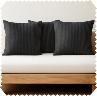 novely® Dekokissen 3er Set Dekokissen PORTO Cord-Optik Kissen Kissenbezug 40x40cm Füllung, Cord-Optik, Samtige Haptik, Fusselfrei, versteckter Reißverschluss