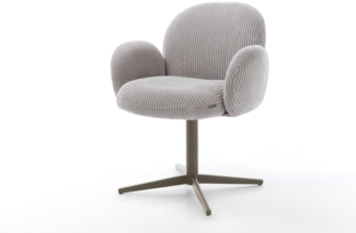 Drehstuhl Nube-Flex mit Armlehnen Cord Silbergrau Fußkreuz Effektfinish Titan 360° drehbar Taschenfederkern