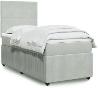 vidaXL Boxspringbett mit Matratze Hellgrau 90x200 cm Samt 3294532