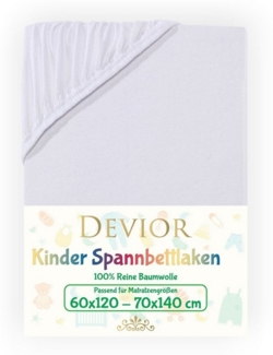 Devior Spannbettlaken Kinder Spannbetttuch 60x120 - 70x140 cm Bettlaken Tuch 100% Baumwolle, Jersey, Gummizug: Rundumgummizug, Matratzen Bezug bis 12cm Matratzenhöhe