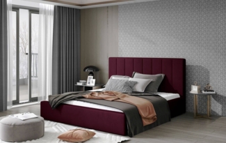 Eltap Audrey Bett (Mat Velvet 68) 180x200 Metallrahmen/ Gaslift/Box, Dunkellila, 223 x 93 x 180 cm