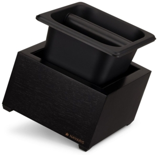 Navaris Tamper Abklopfbehälter Holz 18x17x11cm - für Siebträger - Espresso - schwarz