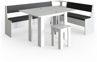 Eckbankgruppe Roman Weiß 210 x 150 cm mit Tisch Vicco