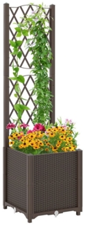 COSTWAY Blumenkasten (1 St), mit Rankgitter, Hochbeet für Kletterpflanzen, 40 x 40 x 140 cm