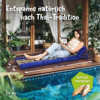 livasia Sitzsack Thaikissen 3 Auflagen (Deluxe) vegan und handgefertigt, 175x55x8cm, Kapok