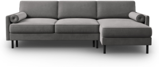 Micadoni Ecksofa Scott 5-Sitzer Samt Hellgrau Rechts 140x200