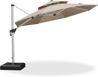 Sonnenschirm Ampelschirm 330 cm Balkon Marktschirm Gartenschirm Beige