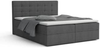Deine Möbel 24 Boxspringbett FLORIDA Boxbett Schlafzimmerbett Ehebett in Stoff Schlafzimmer (Polsterbett mit Bonnellfederkern-Matratzen H3 Braun Dunkelgrau, 3-St, inkl. Topper, inkl. Bettkästen Beige Schwarz), 140x200 160x200 180x200 200x200 Grau Hellgrau